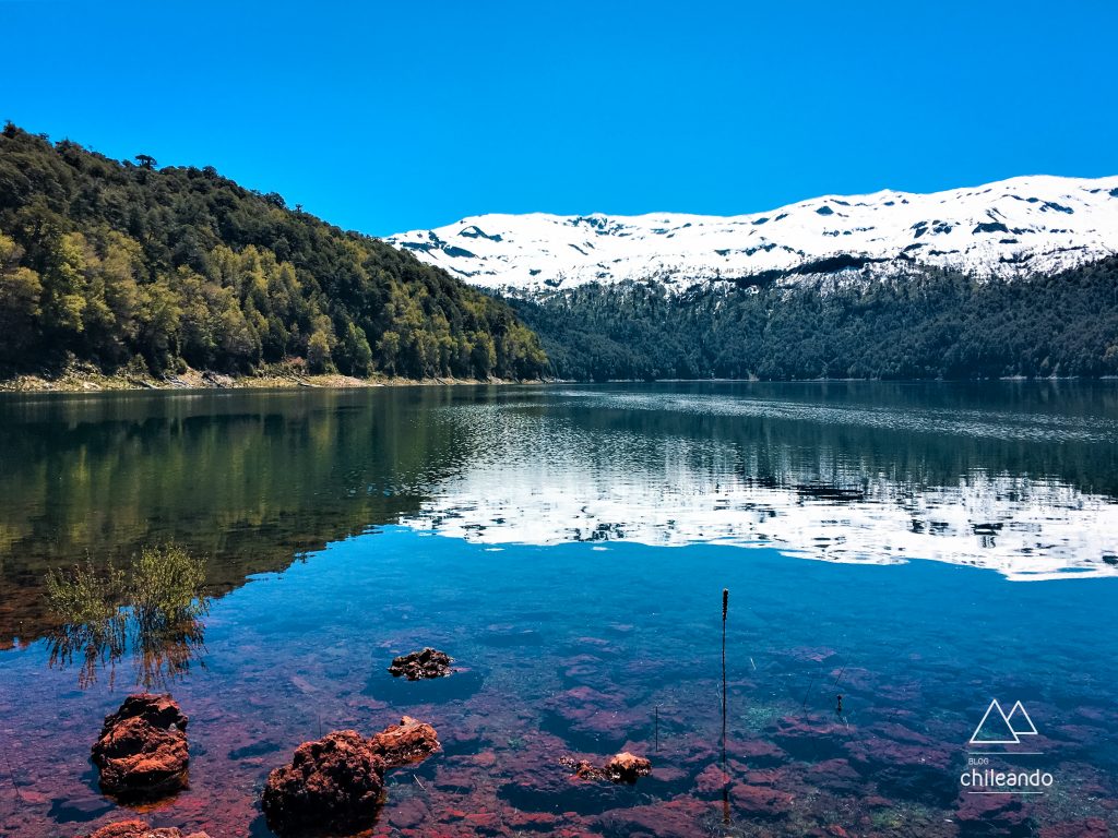 A paisagem multicolorida do lago Conguillío