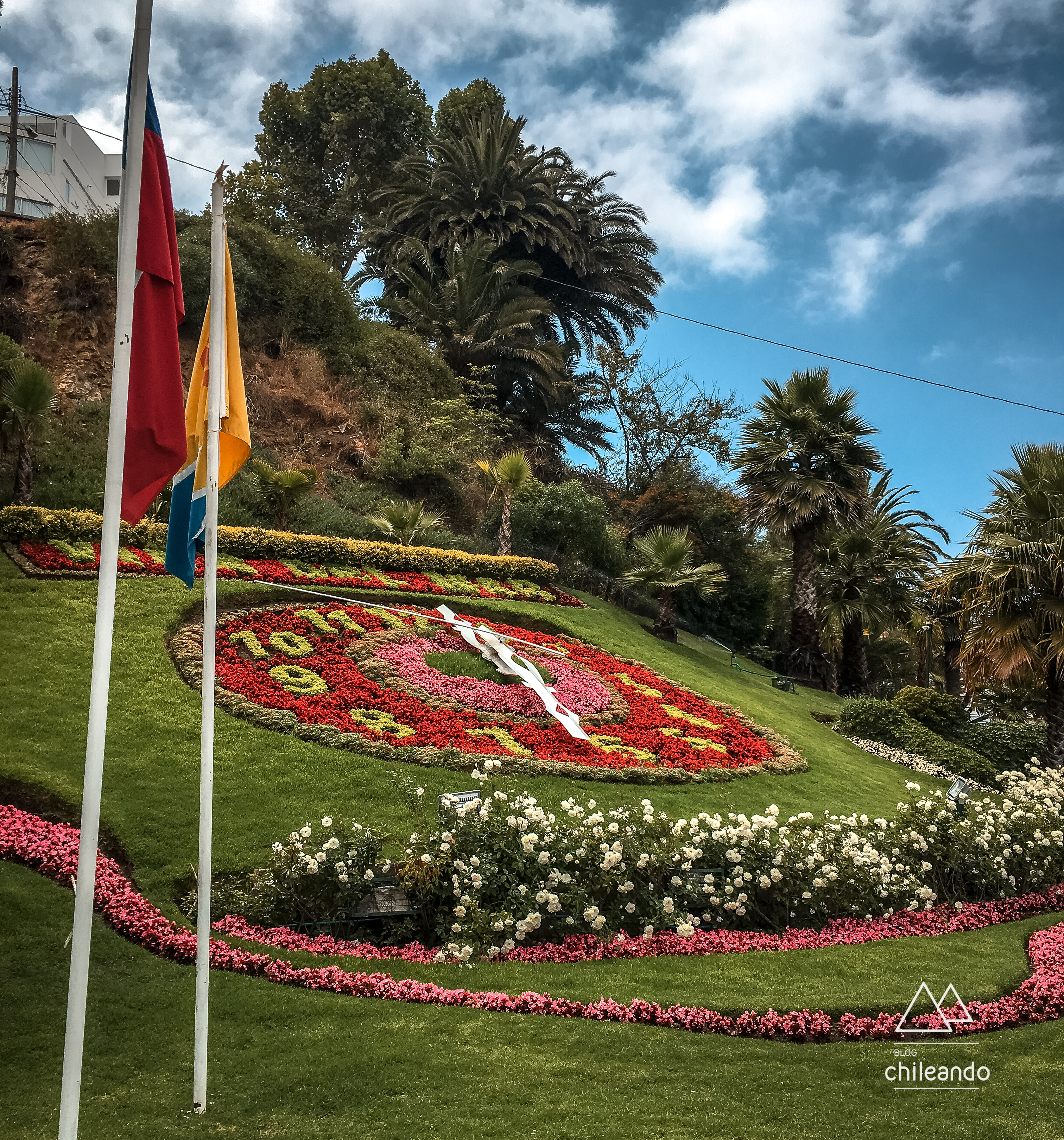 O relógio de flores funciona pontualmente